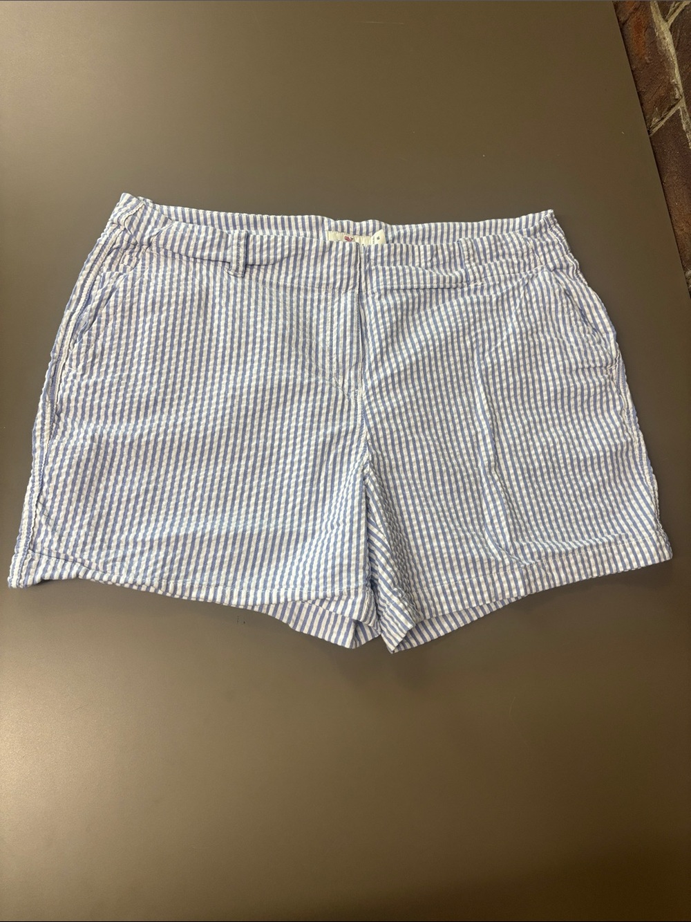 Vineyard Vines Blue and White Seersucker Bermuda Shorts - Picture 2 of 5